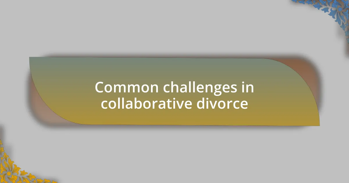 Common challenges in collaborative divorce