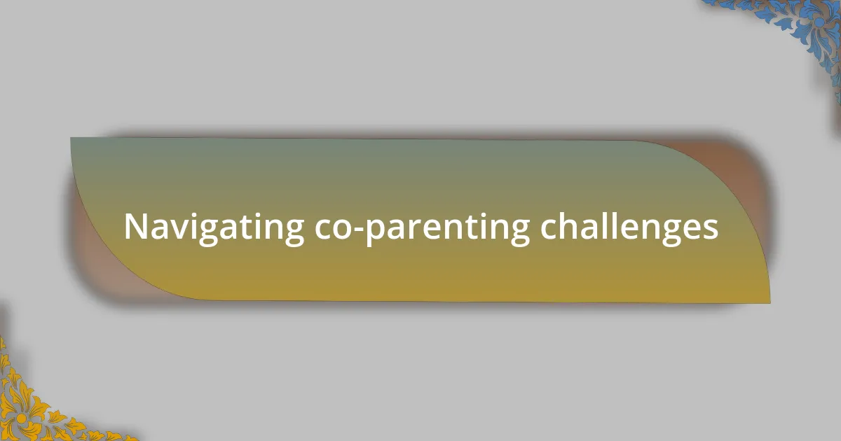 Navigating co-parenting challenges