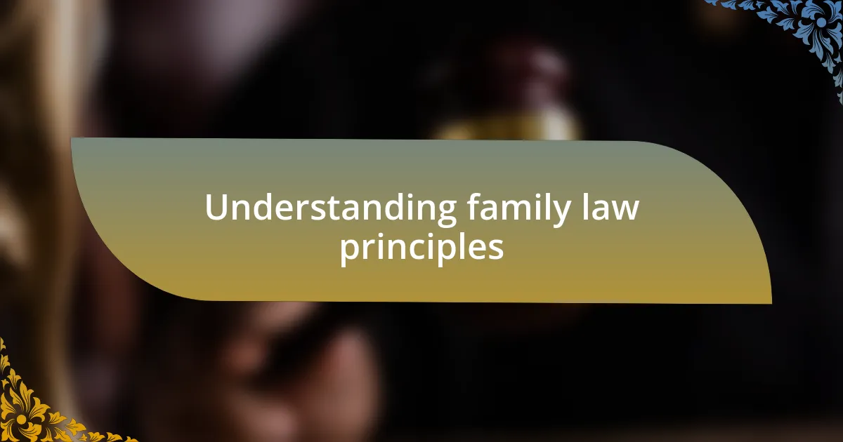 Understanding family law principles